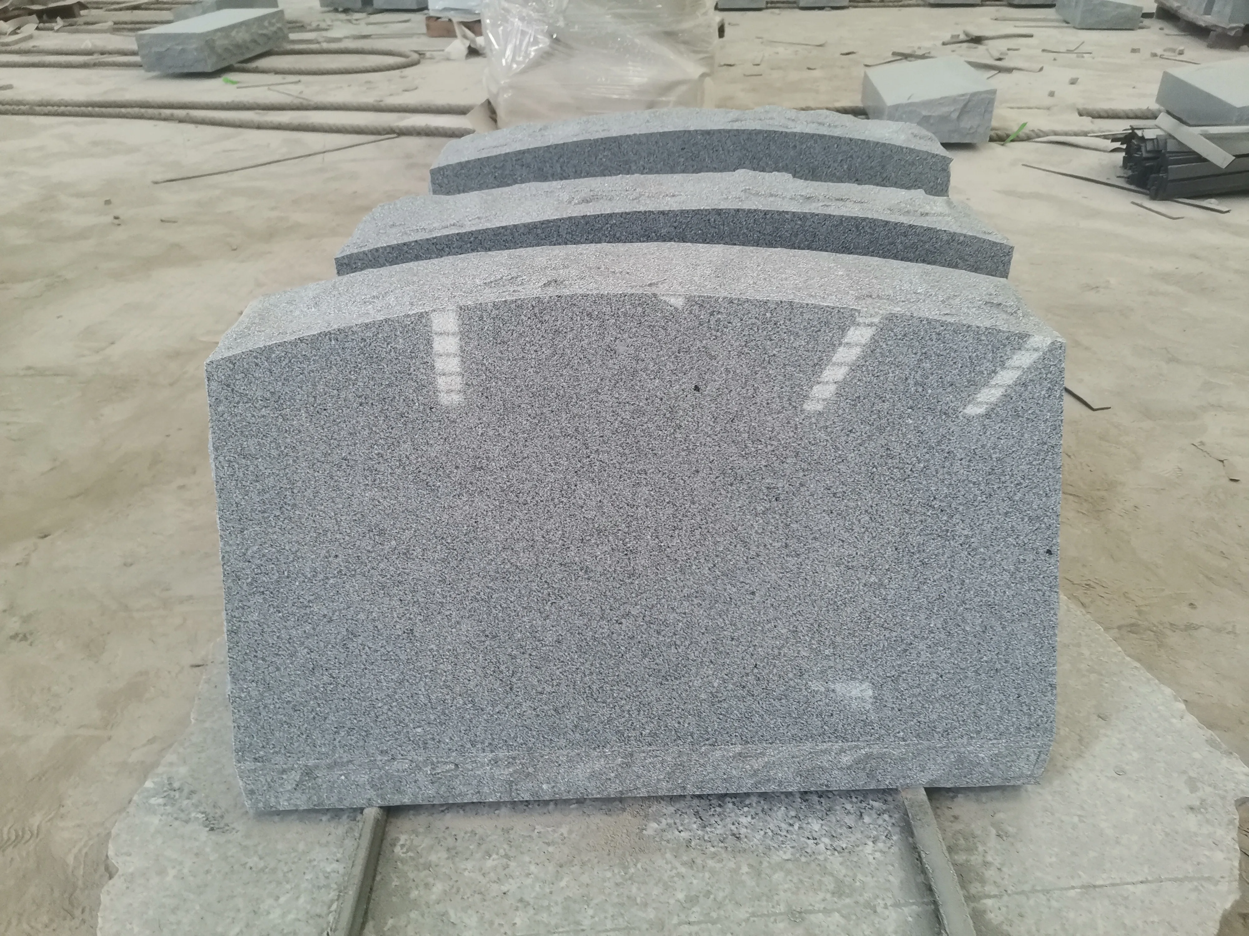 Cheap China Grey Granite Upright Serp Shape Headstones With base for Cemetery Monuments Grave Tombstone