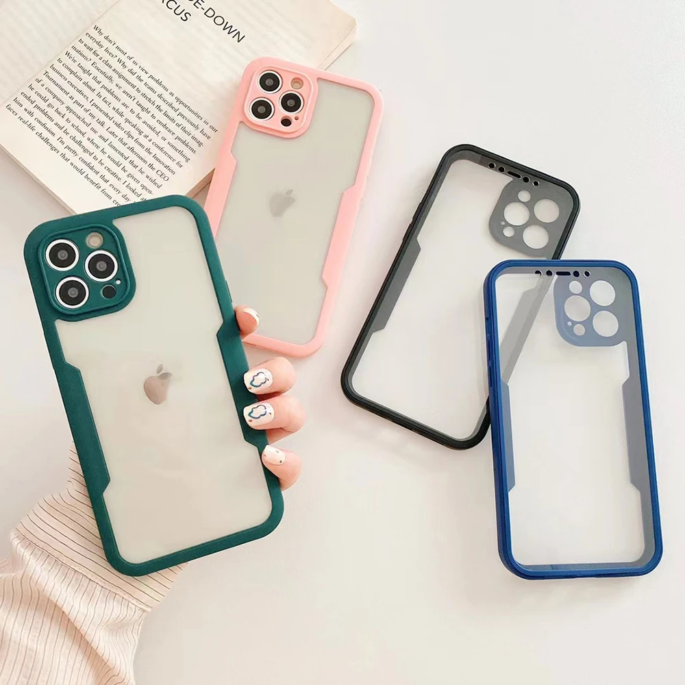 360 full protective case screen protector Soft TPU back Acrylic combo case for Samsung A22  back cover