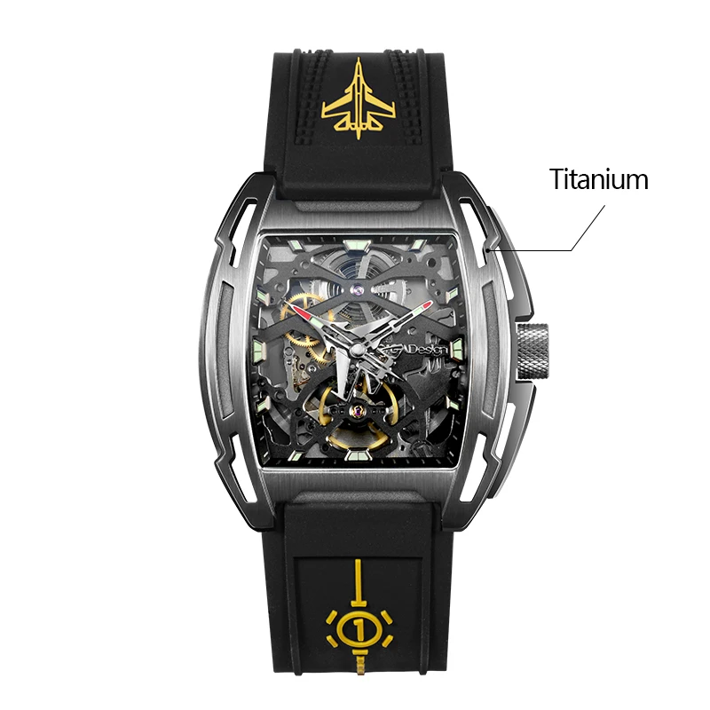 
CIGA Design Z Series Luxury Waterproof Luminous Timepiece Silicone Strap Square Mechanical Automatic Watch 