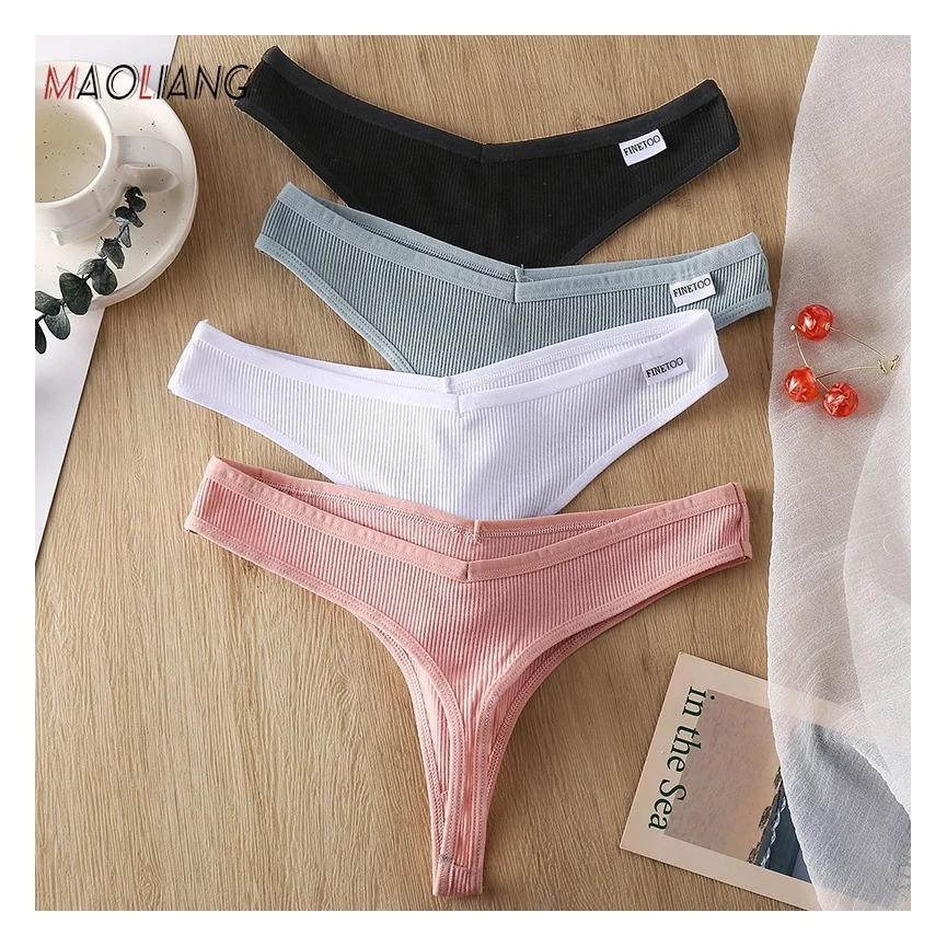 40490 Wholesale New Women G-string Briefs Sexy Low Waist Solid Color Cotton Underwear Ladies Sexy Panties Thong