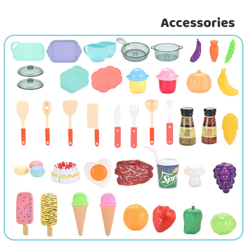 Leemook  mini cookware kids children happy spray kitchen play  house cooking fruit food toys kitchen set for kid cooking small
