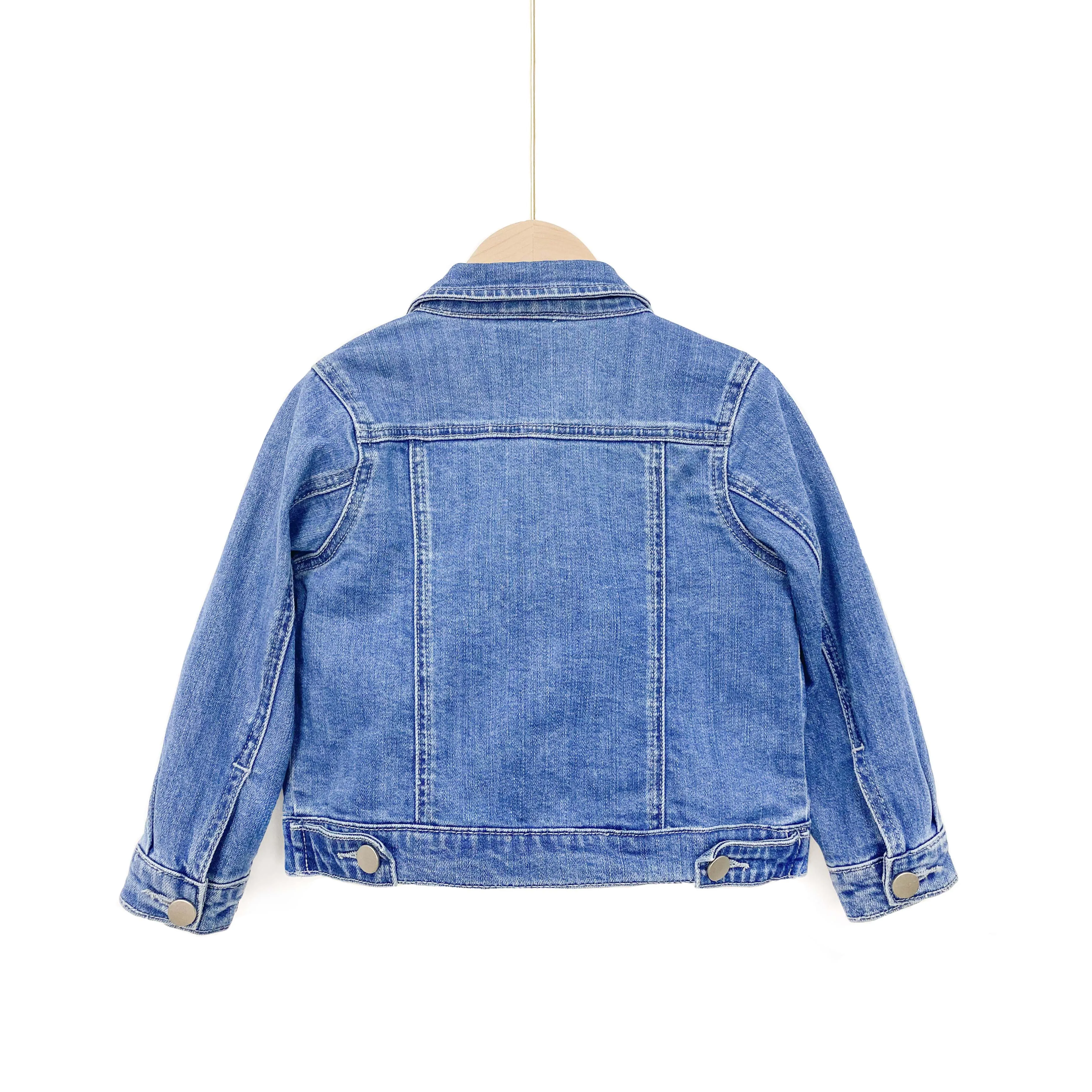 Blue Team Factory Custom High Quality Spring Jeans Pink Girl Blue Child Clothing Kid Denim Jacket Short Jeans Jacket