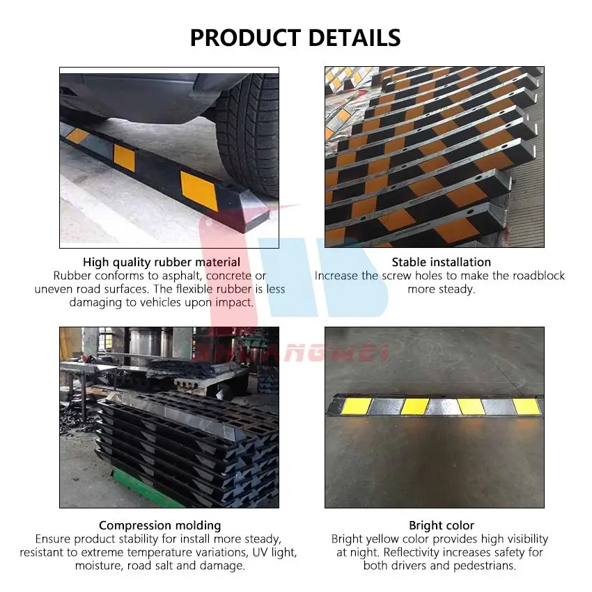 Custom Road Rubber Flexible Parking Lot Curb Blocks Garage Door Stopper Parking Wheel Stop Road Wheel Stopper For Car Parking