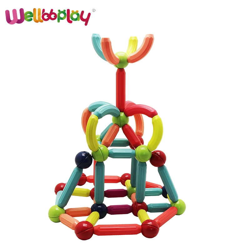 Smart magnetic ball rod toys educational magnetic toys for kids 3D Assembly Building Blocks Magnetic balls and stick