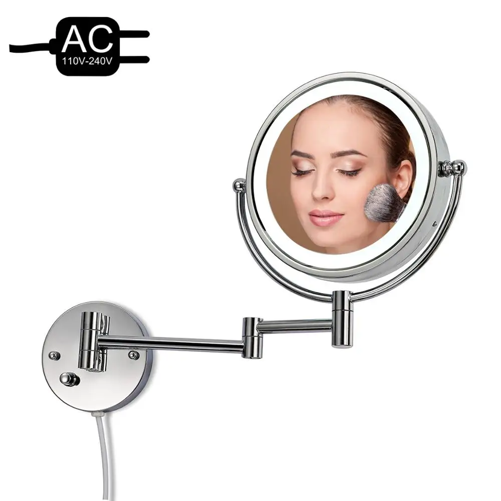 Electric Moving Arms 8 inch Bathroom Makeup Mirror With Lights