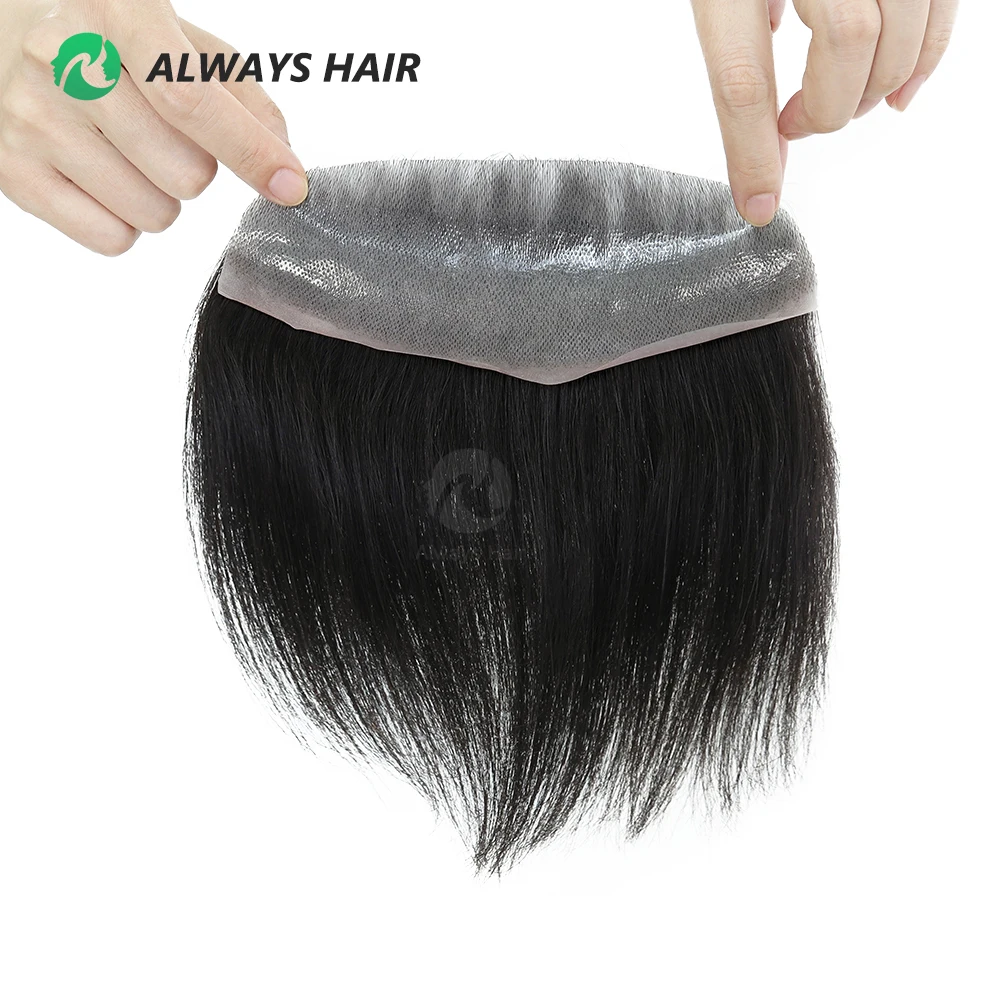 Dyeable Men Hairline Toupee Real Human Hair Forehead Hair Replacement