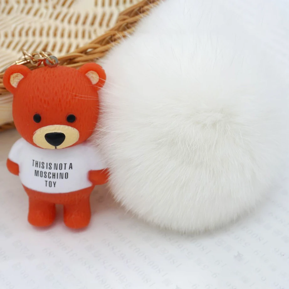 High quality fluffy rabbit fur pom poms for bag charms