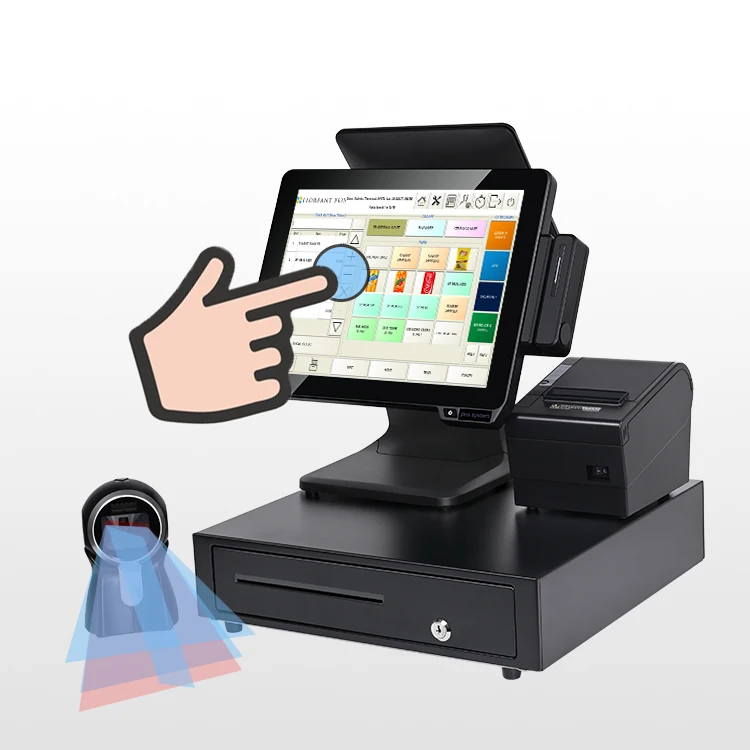 All In One Touch Screen Market Pos Terminal Cash Register System With Printer And Scaner Restaurants Point Of Sale