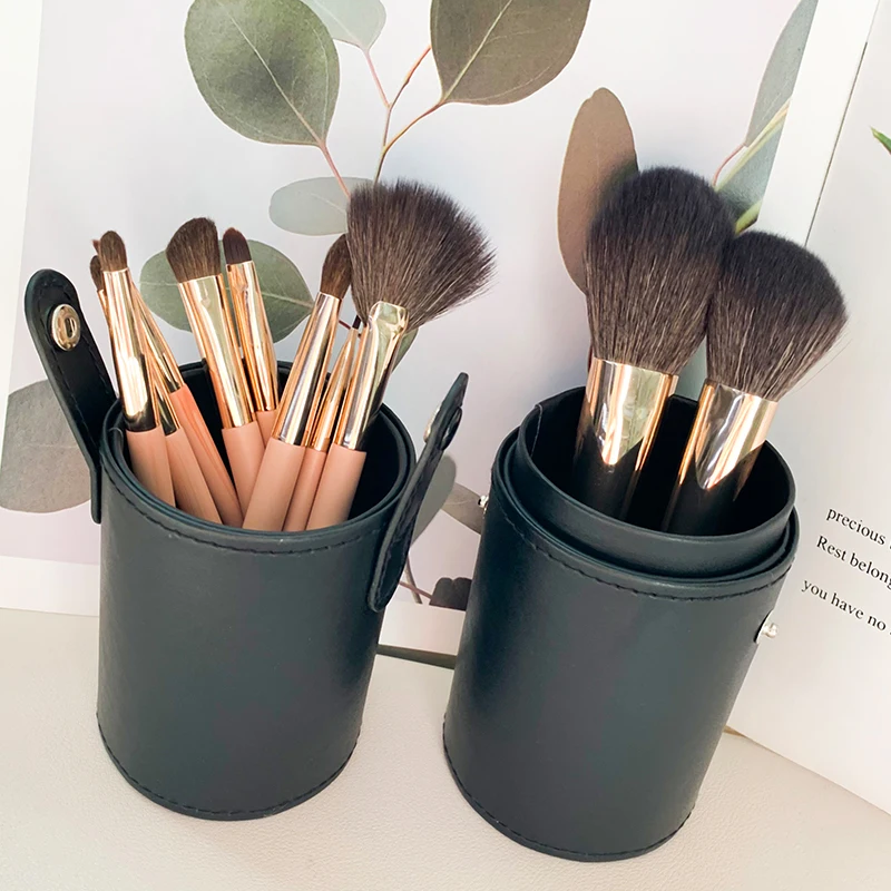Portable Mini Animal Goat Hair 10 Pcs Makeup Brush Set Loose Powder Blush Concealer Eyebrow Pony Hair Eye Shadow Makeup Brushes