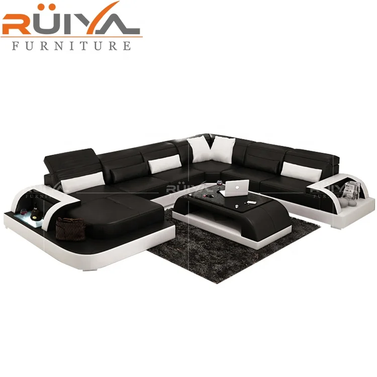 unique design European style Living room sets modern orange extra long used leather sofa