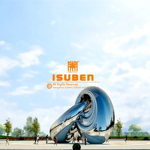 Custom Made Outdoor Garden Decoration Metal Art High Polished Mirror Surface Large Stainless Steel Circle Sculpture For Sale