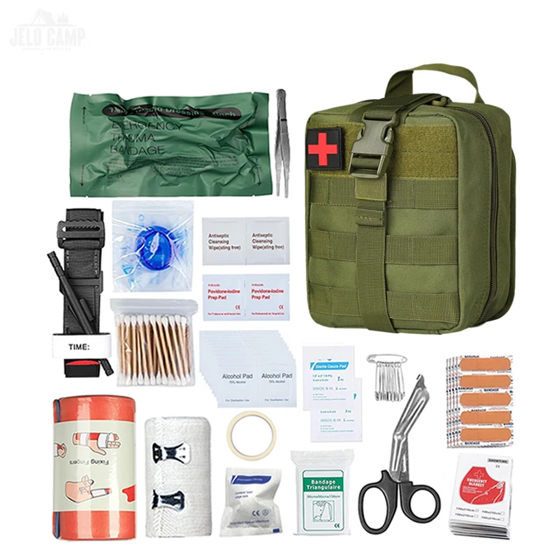 Popular 118 pcs Essential Emergency Survival Gear Trauma Kit Bag Wilderness Camping Hiking Outdoor Survival First Aid Kits