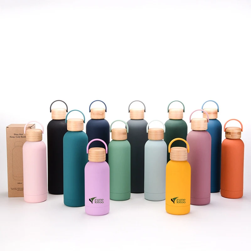 2023 Top Seller 350ml 500ml 750ml 1000ml Double Wall Thermos Stainless Steel Rubber Matte Black Luxury Water Bottle