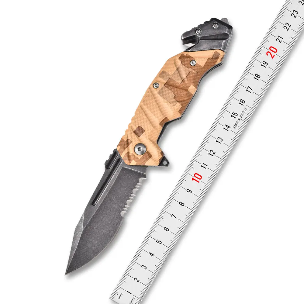 High Quality Stainless Steel Blade Pocket Outdoor Knife Buckle Folding Knife With Wooden Handle