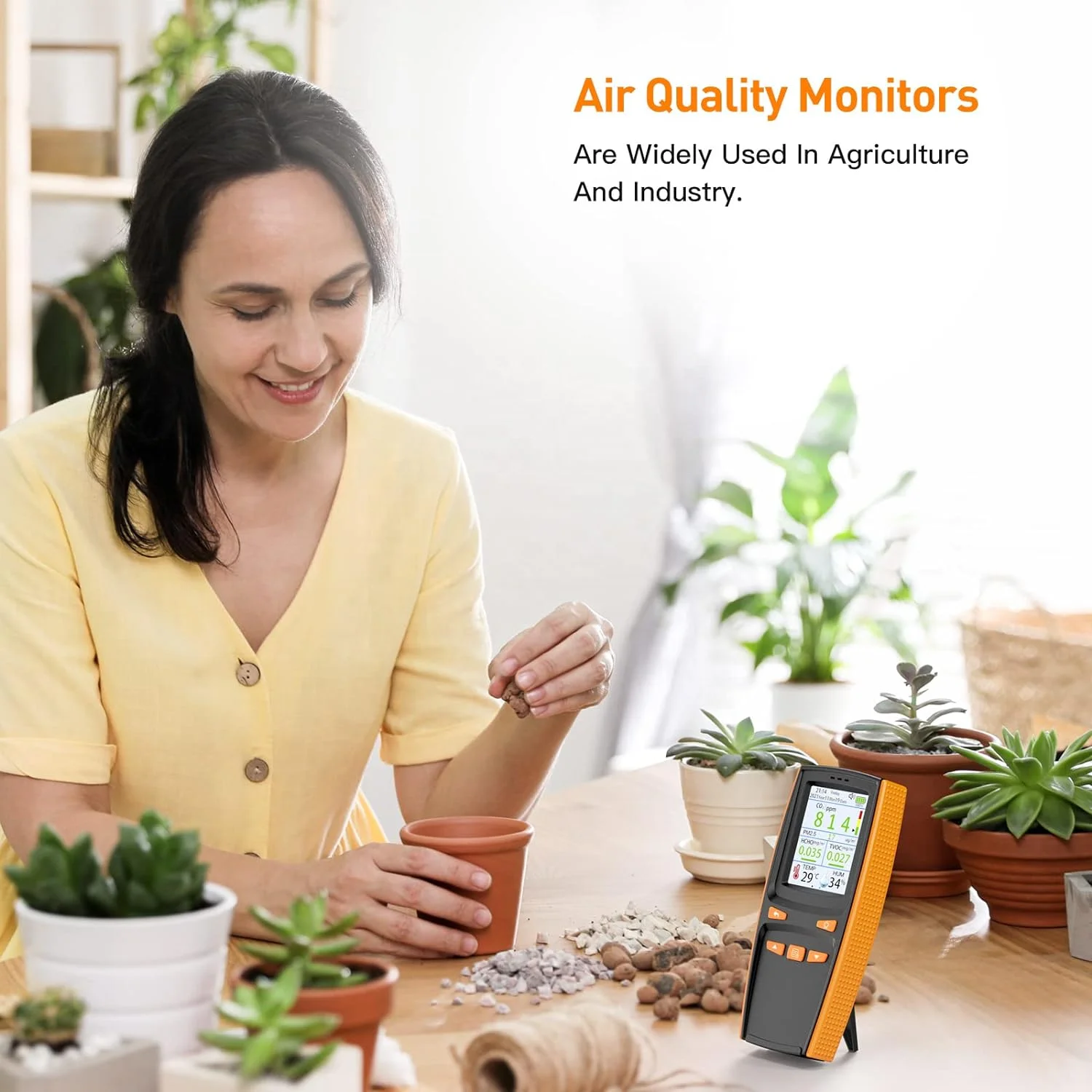 10 in 1 Air Quality Monitor 2000mAh Rechargeable PM2.5 PM1.0 PM10 HCHO TVOC CO2 Gas Detector Handheld Air Quality Detector