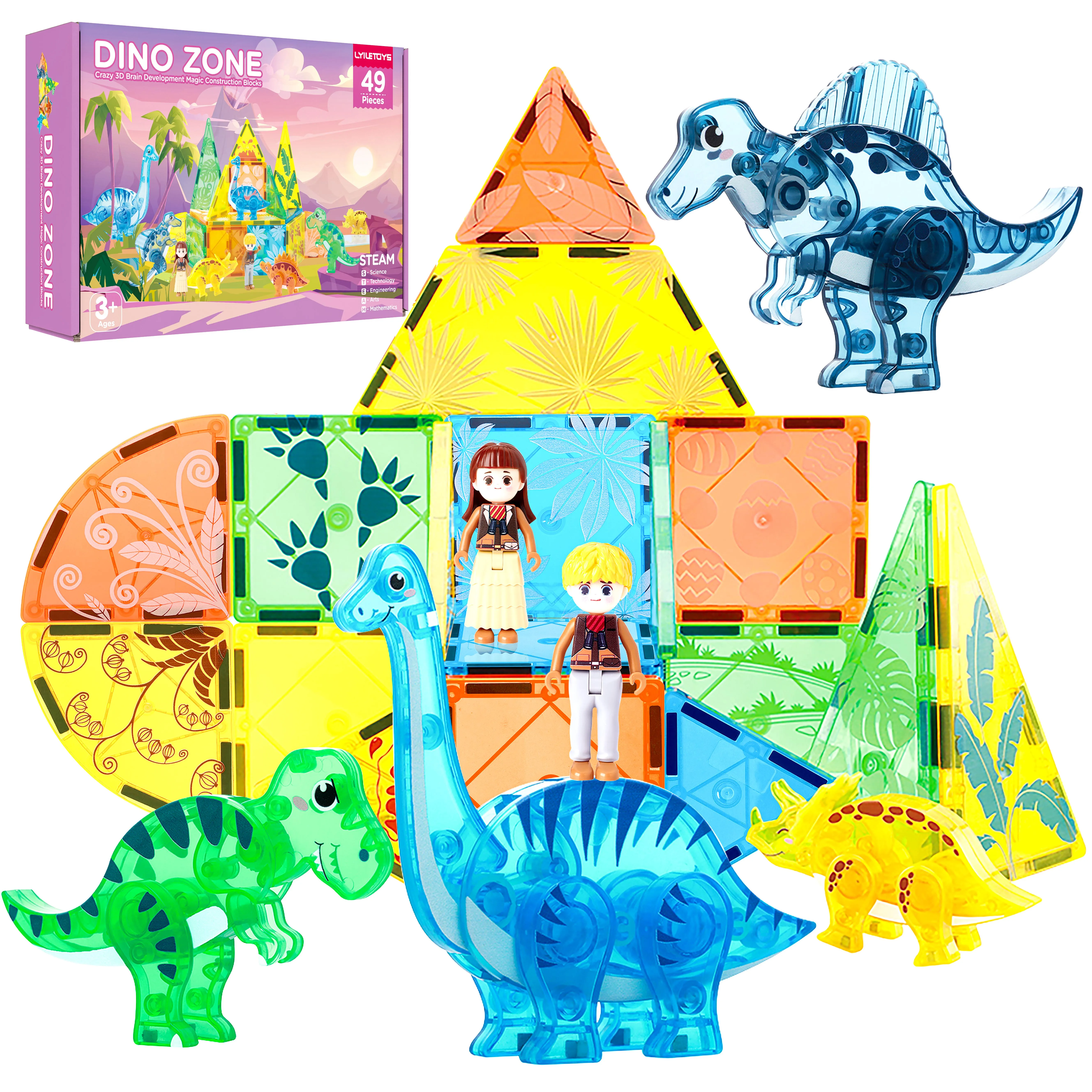Animal Dinosaur Magnetic Blocks Toy 3D Toy Magnetic Tiles Building Set Educational Toys For Children