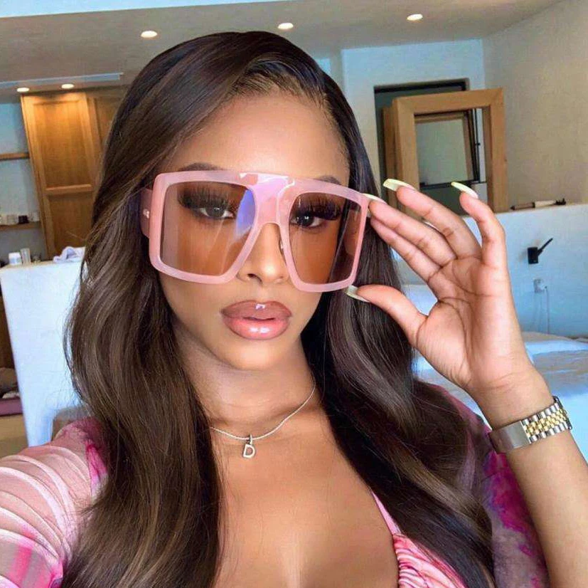 New Sunglasses Bigger Oversized Frame Women Trendy Shades Sunglasses Lady Brand Designer Vintage Shades