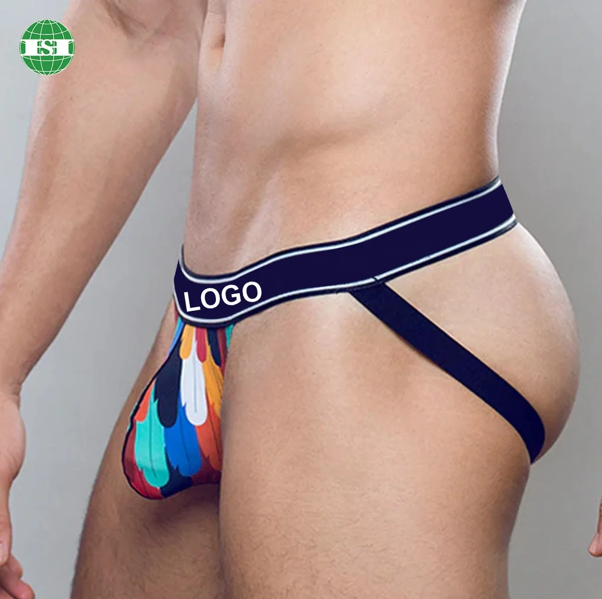 Rainbow feather design print jockstraps for men customised with your own design and logo