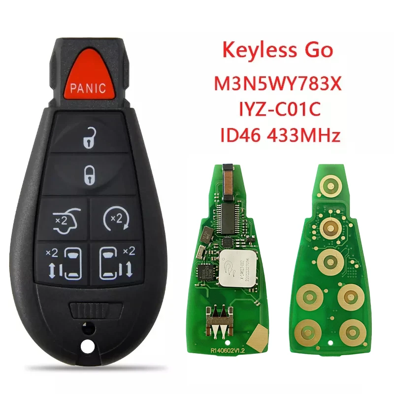 CN015100 Aftermarket For 2011-2019 Chrysler Dodge Caravan 3-7 Button Keyless Go Fobik PN 5026591AK IYZ-C01C 433MHZ PCF7945 Chip
