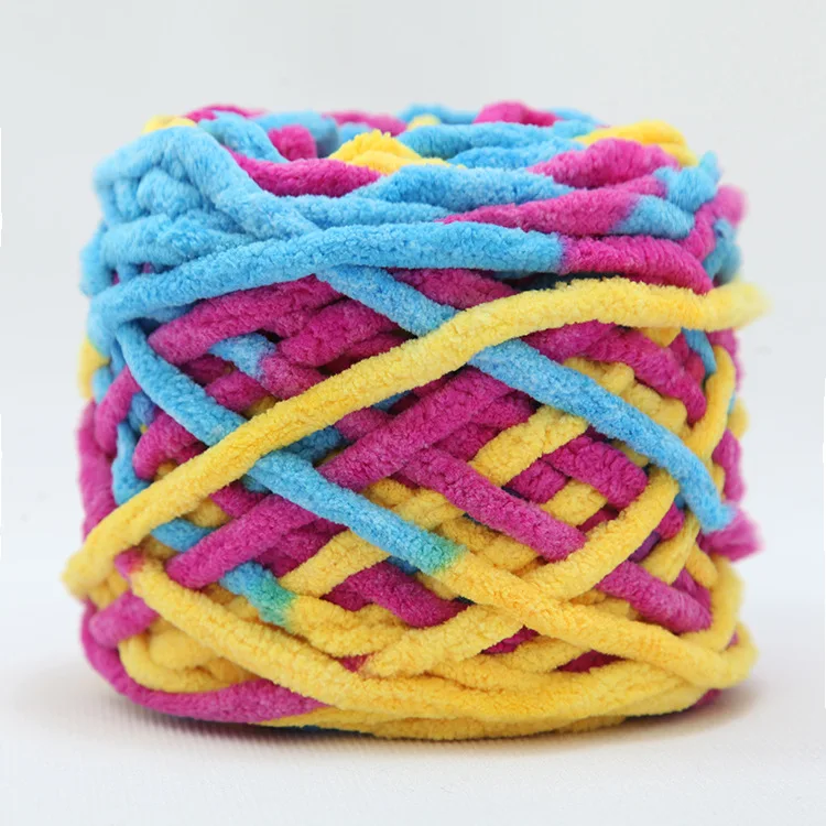 Multi-Color Chunky Crochet Yarn Knitting Woven Blanket Core Strip Line Ice Strip Yarn for Craft DIY