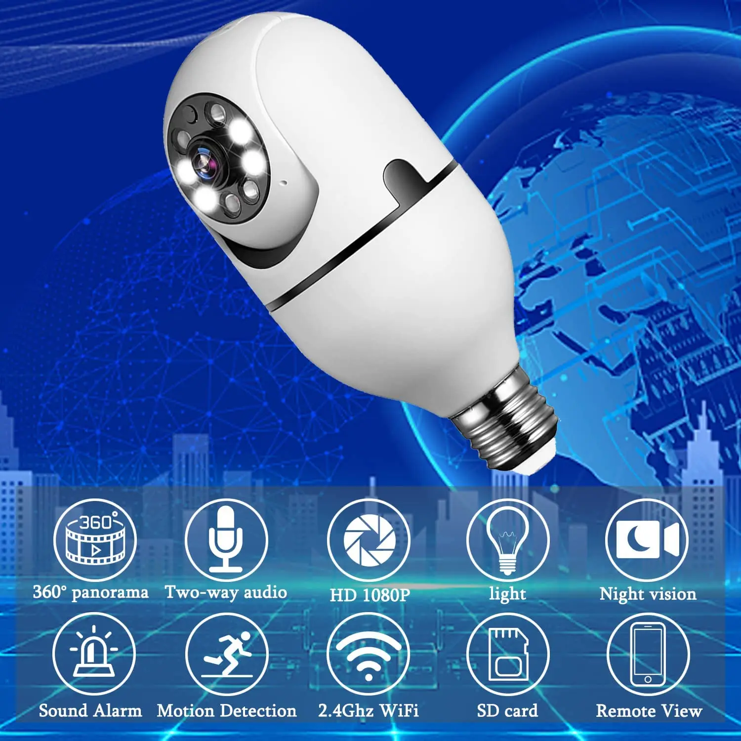 Hot Sale Pet Full HD 1080P Security Outdoor Wireless Wifi Light Bulb Camera With Infrared Night Vision