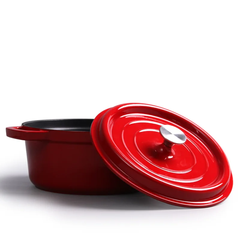 High Quality Pre-seasoned Non stick Cast Iron Enamel Cooking Pots Casserole Enamel Coating Kitchen Cookware Dutch Oven Set
