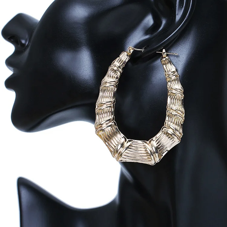 Bohemia gold plated Bamboo Hoop Earrings