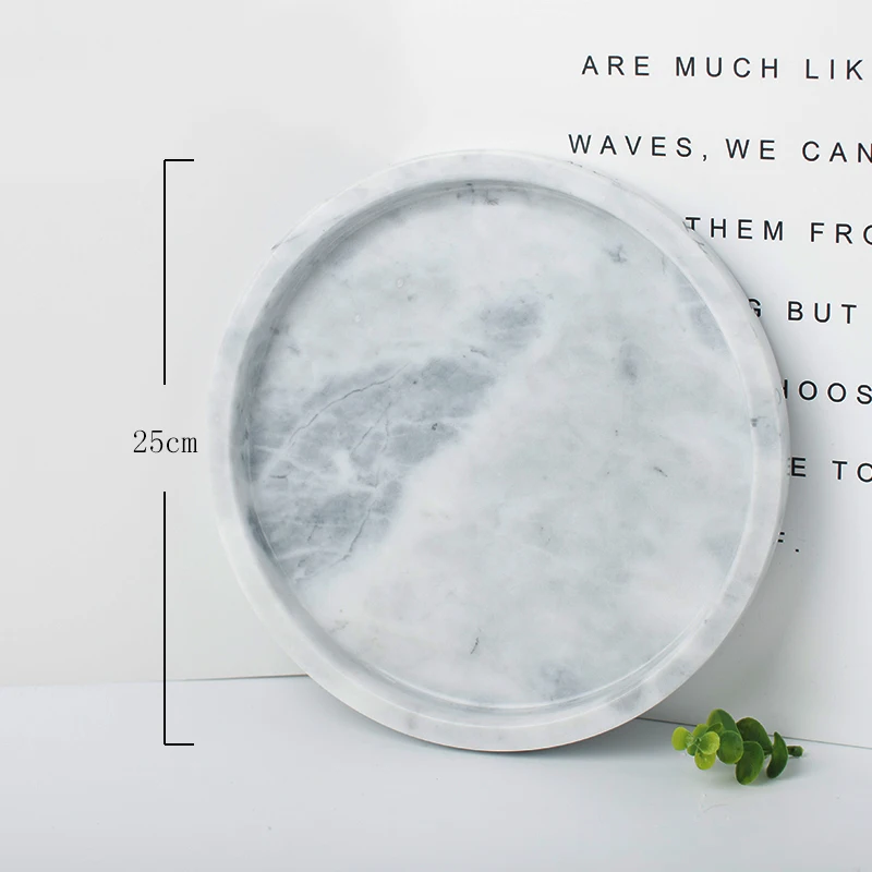 Custom Made Luxury Plate Dinner Plate Round Marble Jewelry Display Serving Coffee Trays for Modern Industrial Style Home Decor