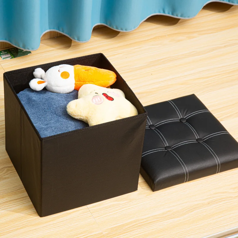 Multi-Functional Large Capacity Leather Storage Bin Foldable with High Strength Density Board Sturdy Sofa Bedroom Application
