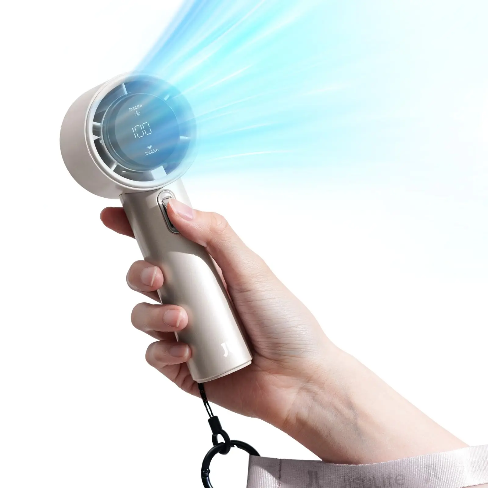 JISULIFE Portable Handheld Fan,Speed(1-100) Adjustable Turbo Mini Fan,5000mAh Battery Rechargeable Personal Fan with Metal Body