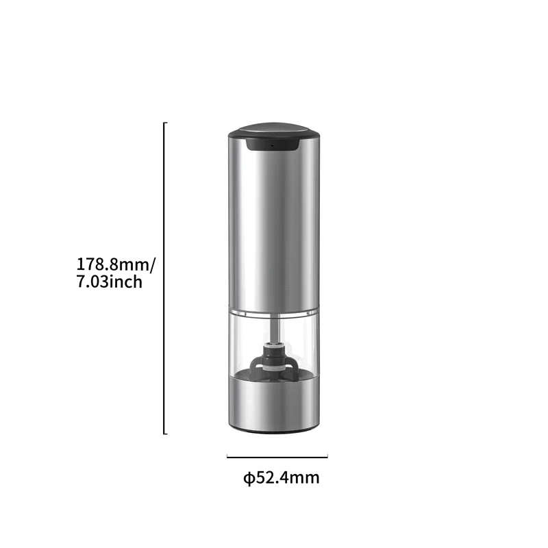 Good Quality Stainless Steel Silver Color Pepper Mill Electric Salt Spices Grinder For Wholesale