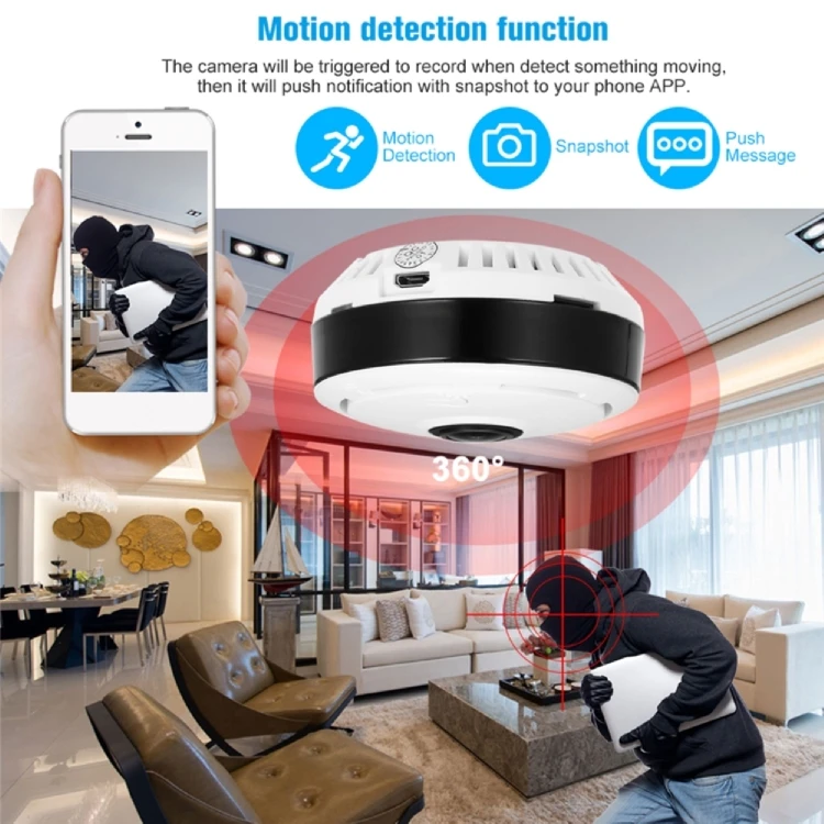  HD 1080P 2 аудиоданных домашнего видеонаблюдения V380 скрытая камера Wi-Fi рыбий глаз IP Сетевая скрытый 360 лампы