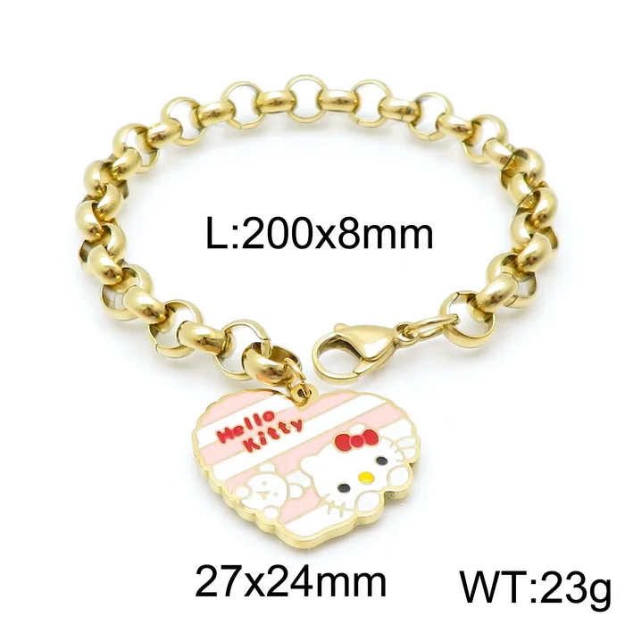 Cat fashion Women Stainless Steel Women Jewelry Joyeria Gift Bangle  bracelet Sample Design Hello Kitty Bracelet link Chain