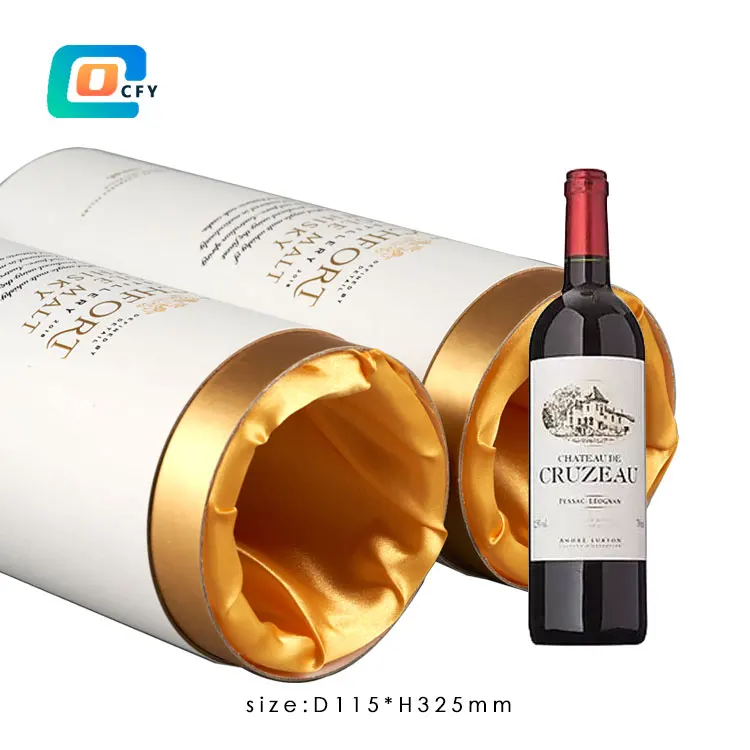luxury wine whisky gift set cardboard packaging tube container beverage  paper can for bottle custom size logo