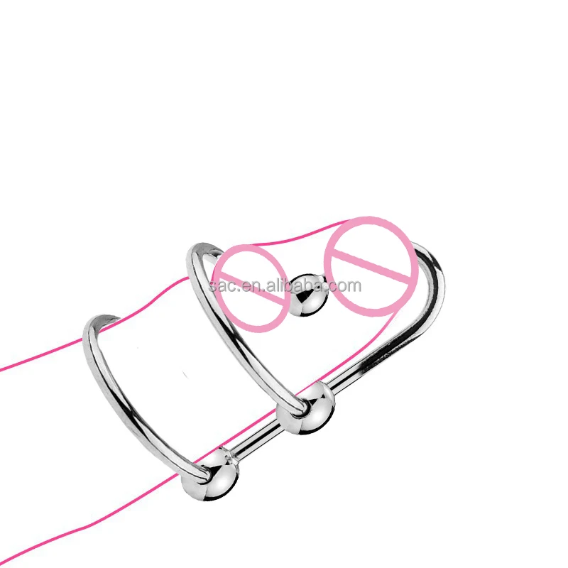 SacKnove SM Metal Penis Sex Toys Hook Dilatators Delay Premature Ejaculation Lock Fine Cock Urethral Plug Double Glans Ring