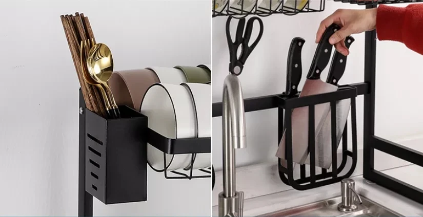 Adjustable Over the Sink Dish Rack Stainless Steel Dish Drying Rack