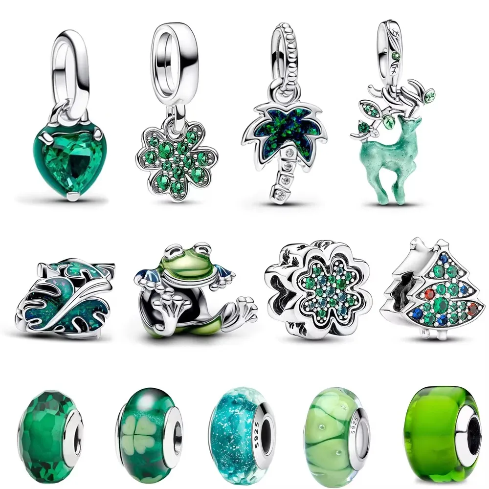 Новое поступление 925 стерлингового серебра зеленые листья монстера вьющиеся лягушки подвесное ожерелье Изысканные Подарки браслет iPandora