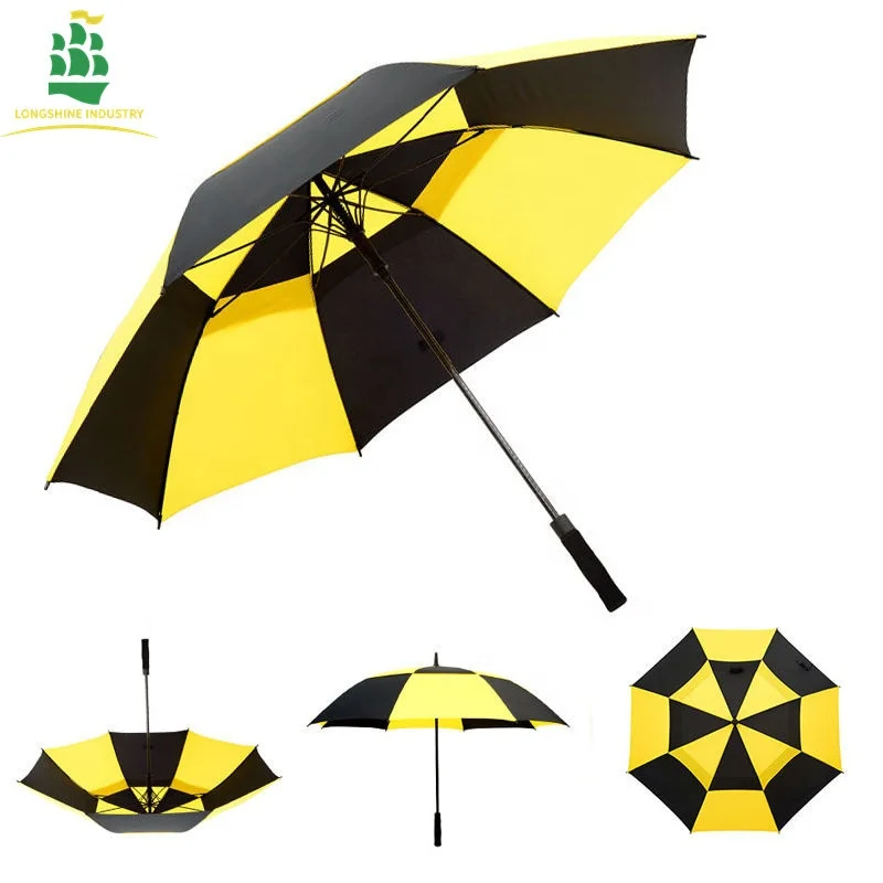 LS Double Canopy Automatic Golf Umbrella Extra Large Oversize travel automatic Windproof Waterproof for Men and Women