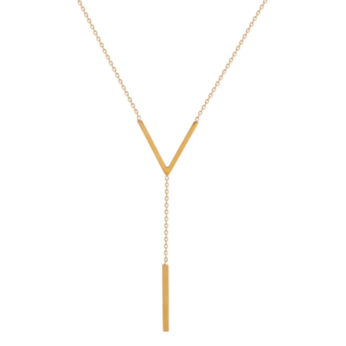 Stainless steel V-shaped long sexy Clavicle Necklace Ladies and girls stainless steel Gold colour chain Necklace Party jewelry