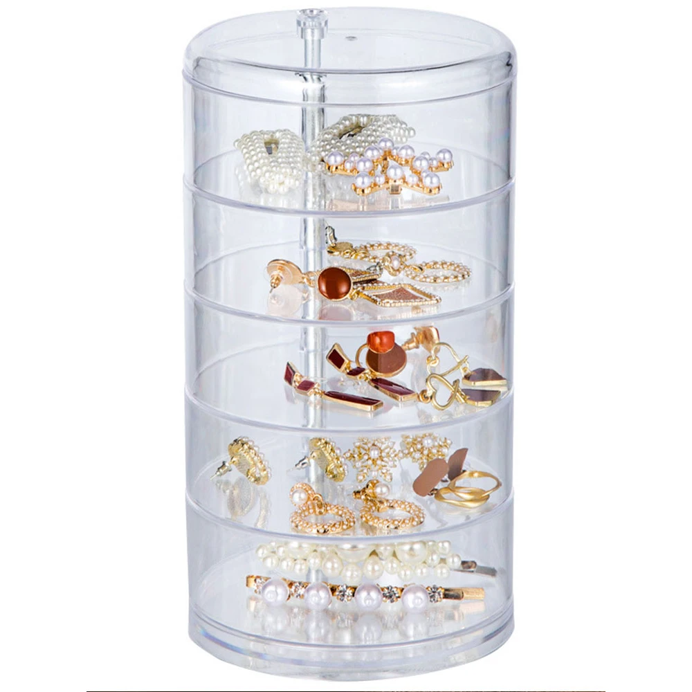 Wholesale Multi-Layer Rotating Storage Box Rack Round Plastic Organizer Jewelry Necklace Earrings Holder