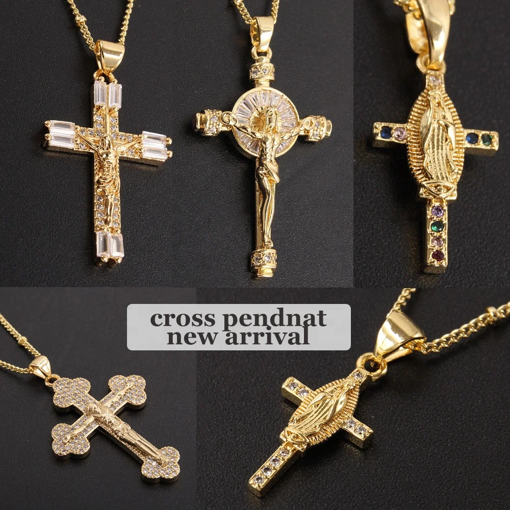 Mylove изготовленный на заказ производитель ювелирных изделий Крест Кулон Циркон Муассанит серебро из нержавеющей стали золотой крест ожерелье оптом OEM ODM