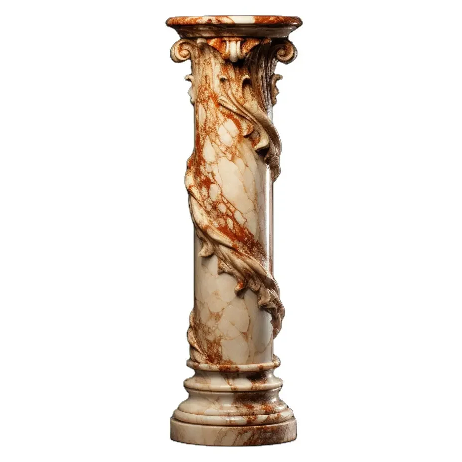 Shengye Big Size Roman Column Pillar Natural Marble Outdoor Decoration Hand Carved High Quality