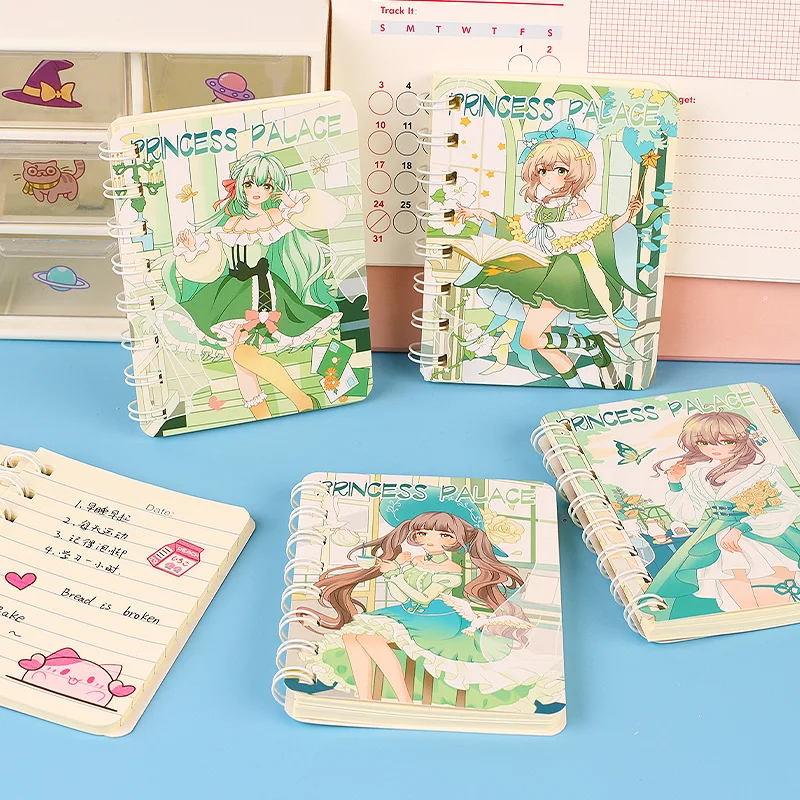 The A7 Cute Cartoon Coil Book contains 80 pages and is designed for student note taking