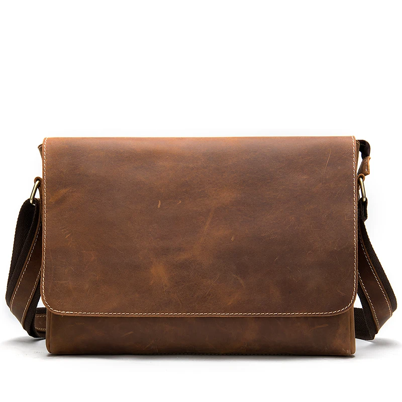 Simple Design Classic Brown Leather Cross-body Bag Comfortable Strap Cross-body Bag