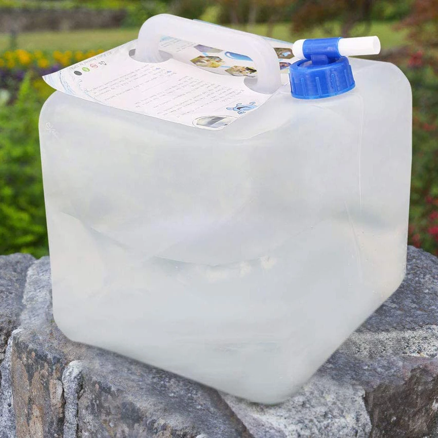 Foldable Cube Camping Water Container Collapsible Hiking Water Storage Bag Gallon Water Carrier, BPA-free, Portable Water