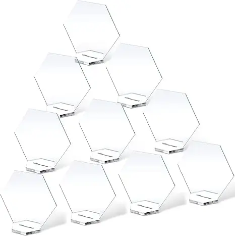 Acrylic Hexagon Table Numbers 10 PC Clear Wedding Table Place Card Holder Sublimation DIY Name Cards Reception Display Racks