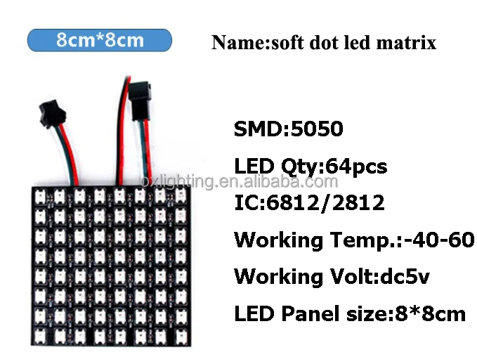 8x8 Rgb Led Matrix 16x16 64x64 Smd 16 By 32 Pixels Programmable RGBIC IC Smart Ws2812b Dc5v Flexible Led Dot Matrix Led Panel