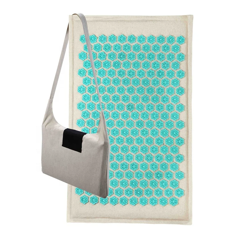 Natural Linen Yoga Yantra Foot Shakti Lotus Spikes Massage Acupressure Mat