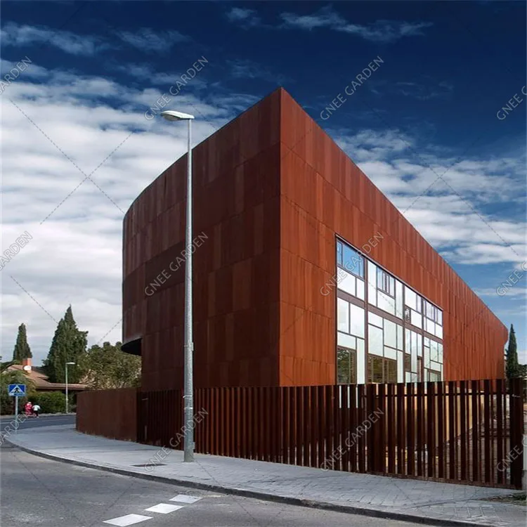 Modern steel cladding design facade curtain wall corten steel sheeting for cladding and fittings