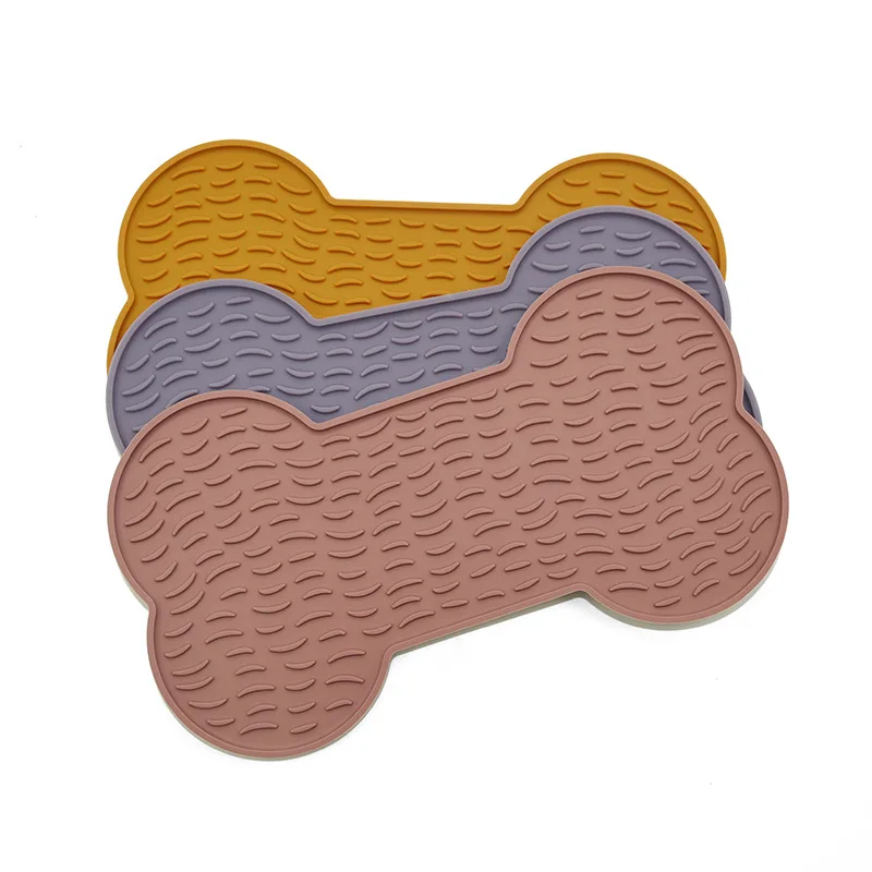 Bone Shape Dog Silicone Lick Mat Non-slip Pet Slow Feeding Food Bowl Dogs Puppy Cat Treat Feed Dispenser